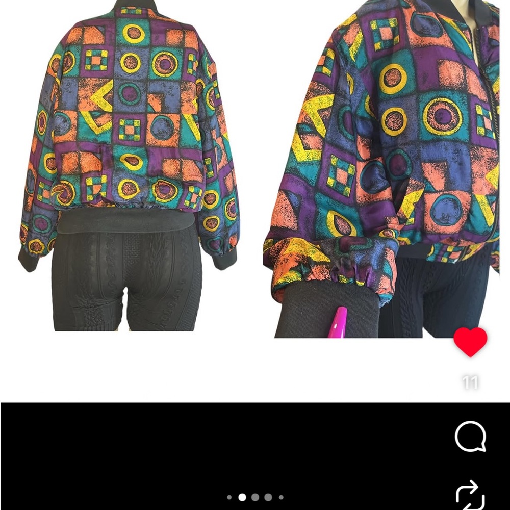 Angelina Purple Multi Geometric Bomber Jacket